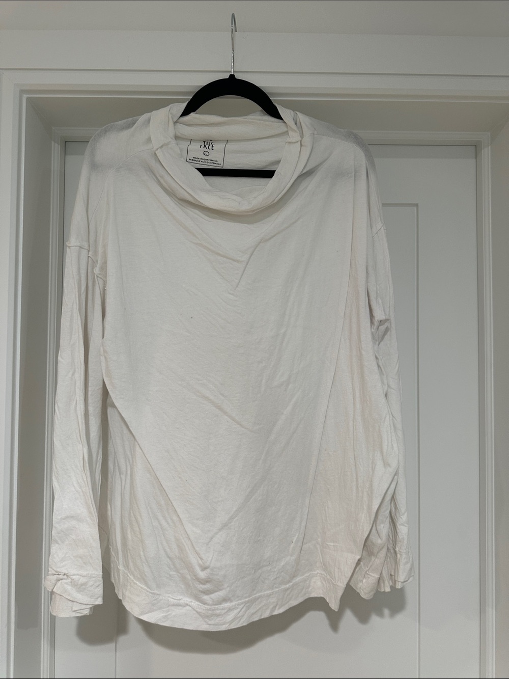 We The Free Cream Long Sleeve Cowl Neck Tee